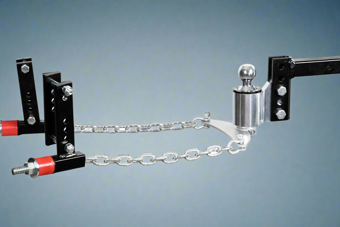 Weight distribution hitchwith chain on a white background