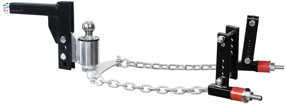 Towing hitch with chain on a white background