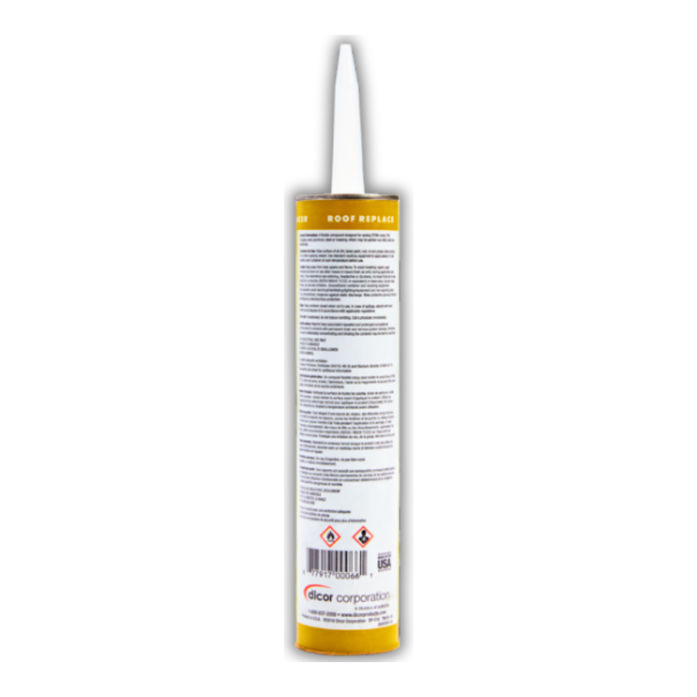 Dicor non-levelling lap sealant tube showing back label