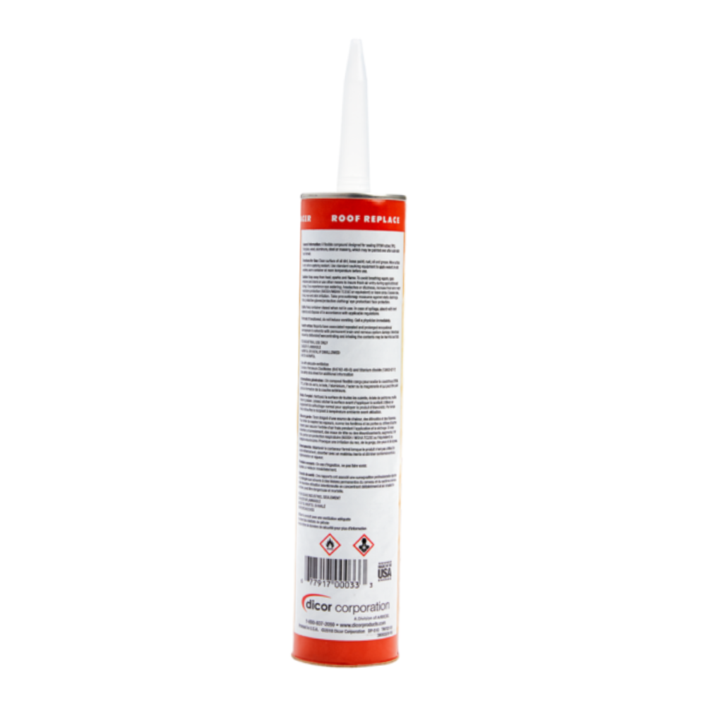 Dicor self-levelling lap sealant tube showing back label