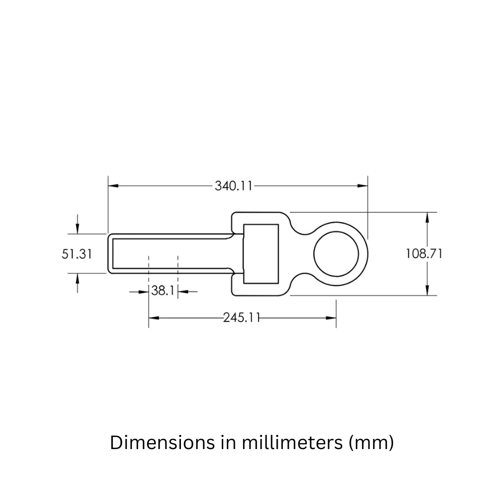 Andersen 6 inch rapid hitch  dimension drawing in plan view