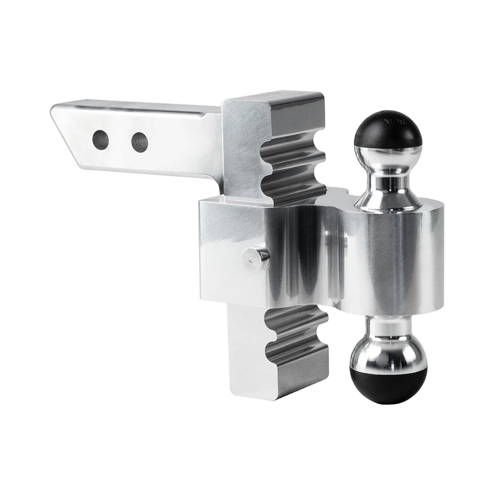 Andersen 6inch 152mm rapid hitch, polished aluminium with greaseless cap in drop position